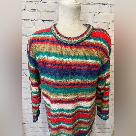 Vintage Fred Thomas striped Acrylic Sweater Removable Shoulder Pads PM - Picture 2 of 6